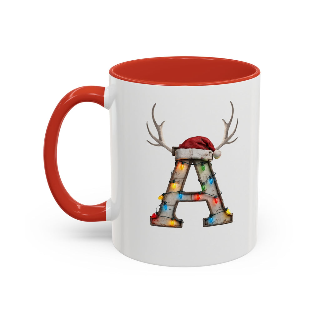 "A" Christmas Reindeer Initial A Coffee Mug
