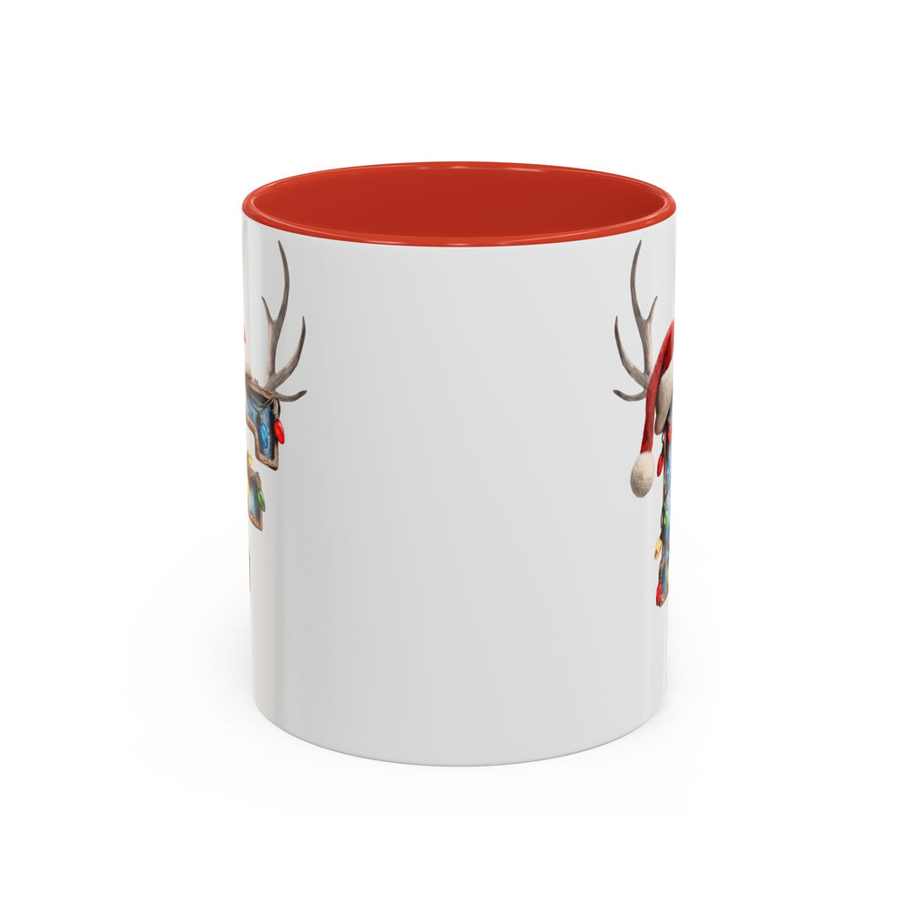 "F" Festive Christmas Reindeer Letter F Coffee Mug
