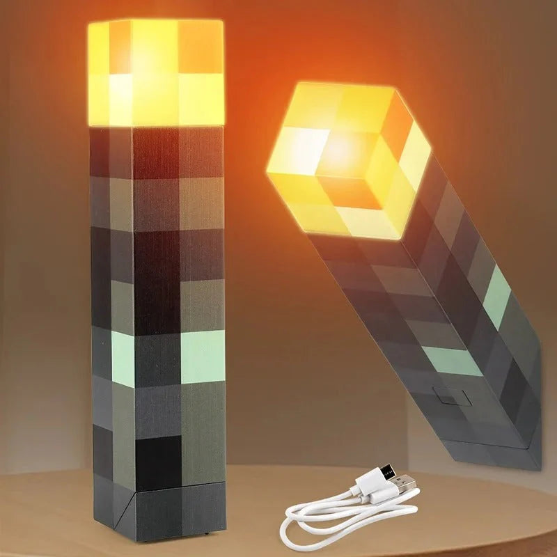 Minecraft Torch | Pixel Lamp | Warm LED