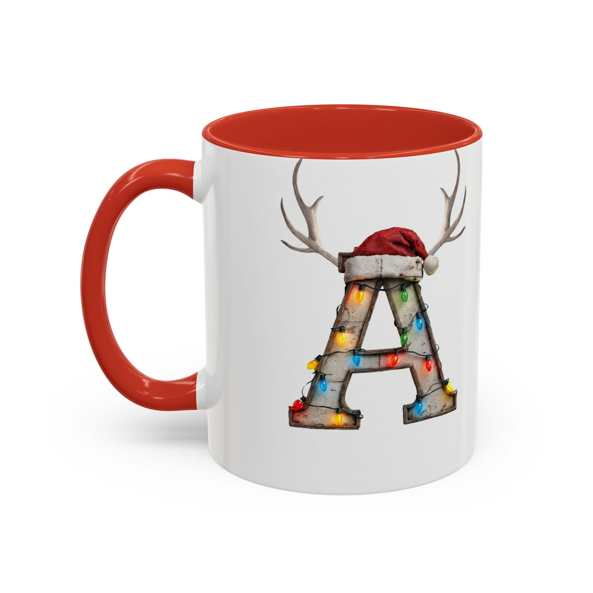 "A" Christmas Reindeer Initial A Coffee Mug