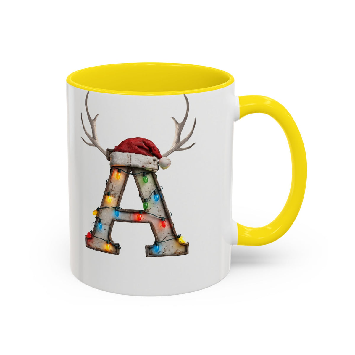 "A" Christmas Reindeer Initial A Coffee Mug