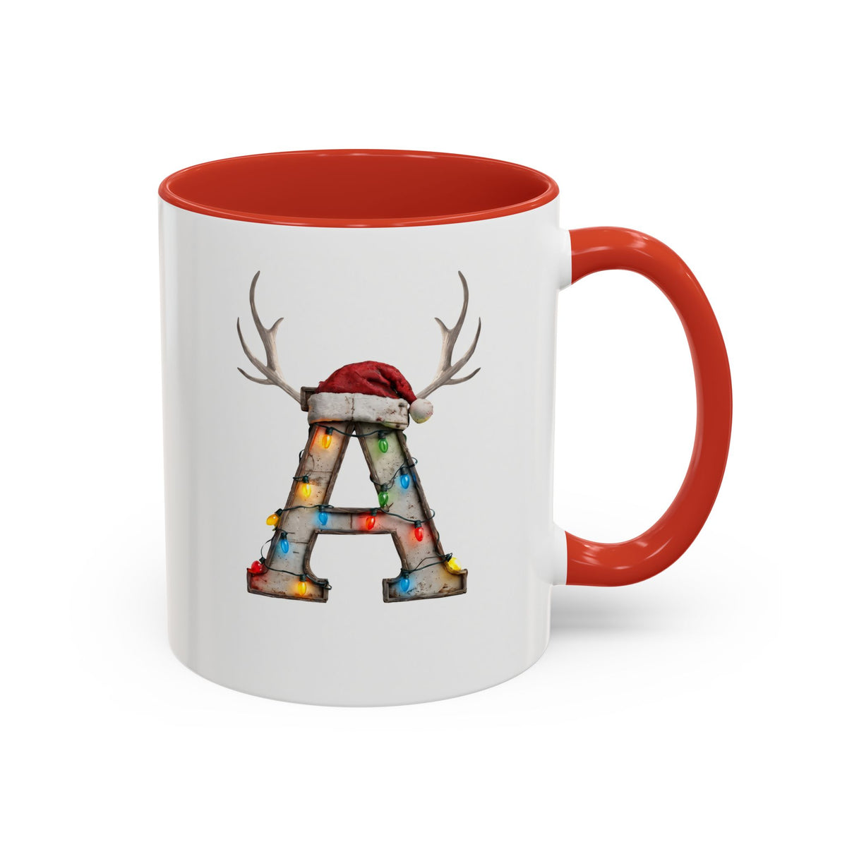 "A" Christmas Reindeer Initial A Coffee Mug