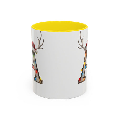 "A" Christmas Reindeer Initial A Coffee Mug