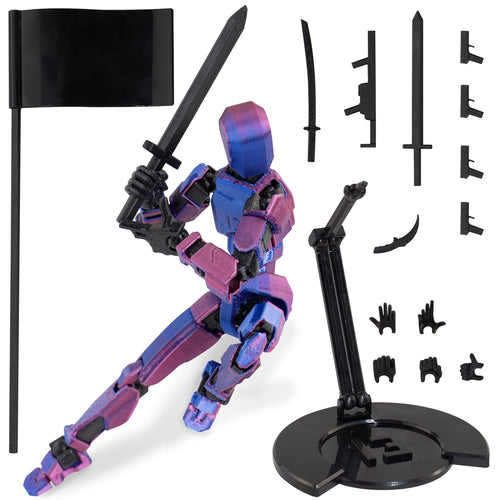 Antetek T13 Action FigureTitan 13 Action Figure 3D Printed Multi-Jointed Movable Small Toy Lucky 13 Articulated Robot Dummy 13 Action Figures（Multicolored-Blue）