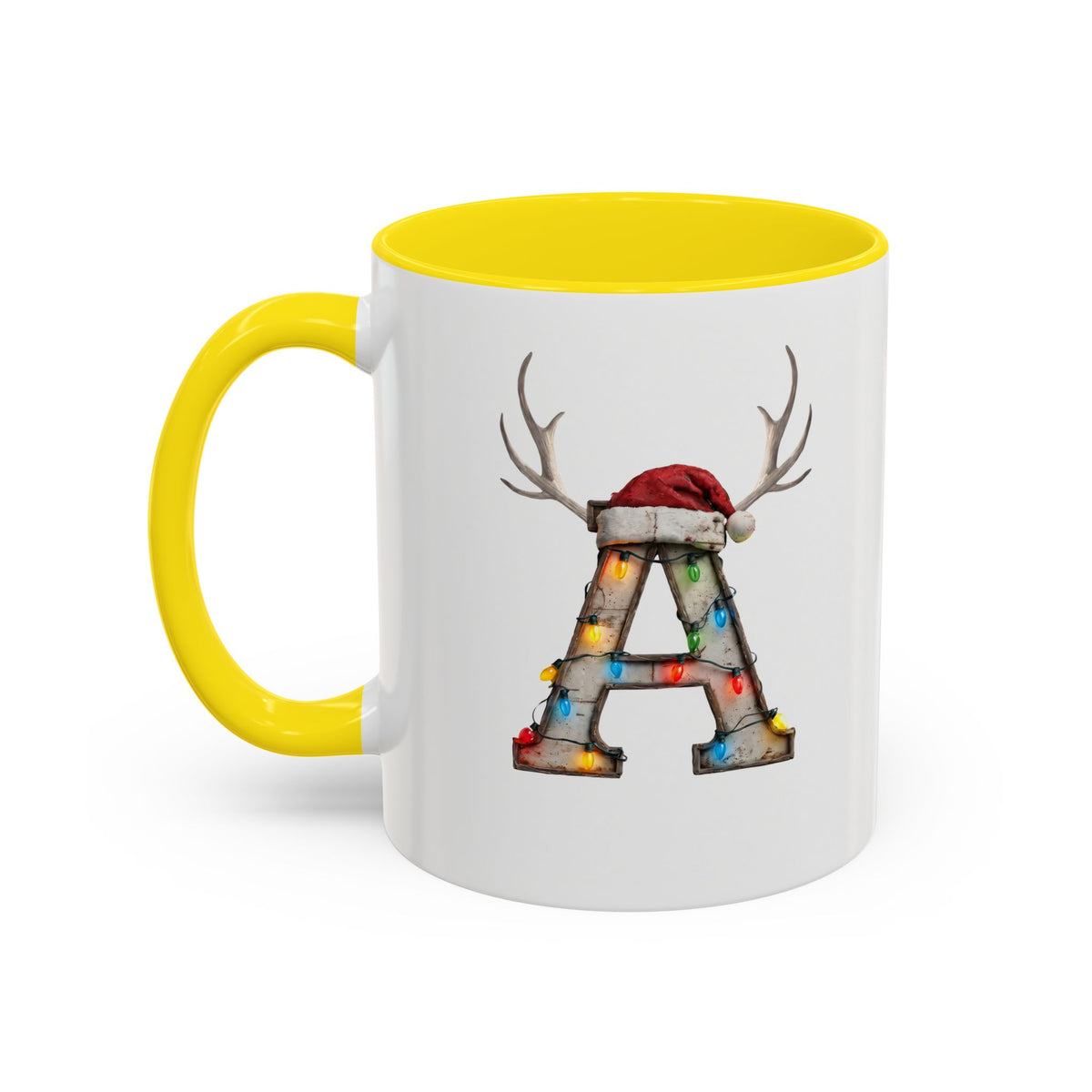 "A" Christmas Reindeer Initial A Coffee Mug