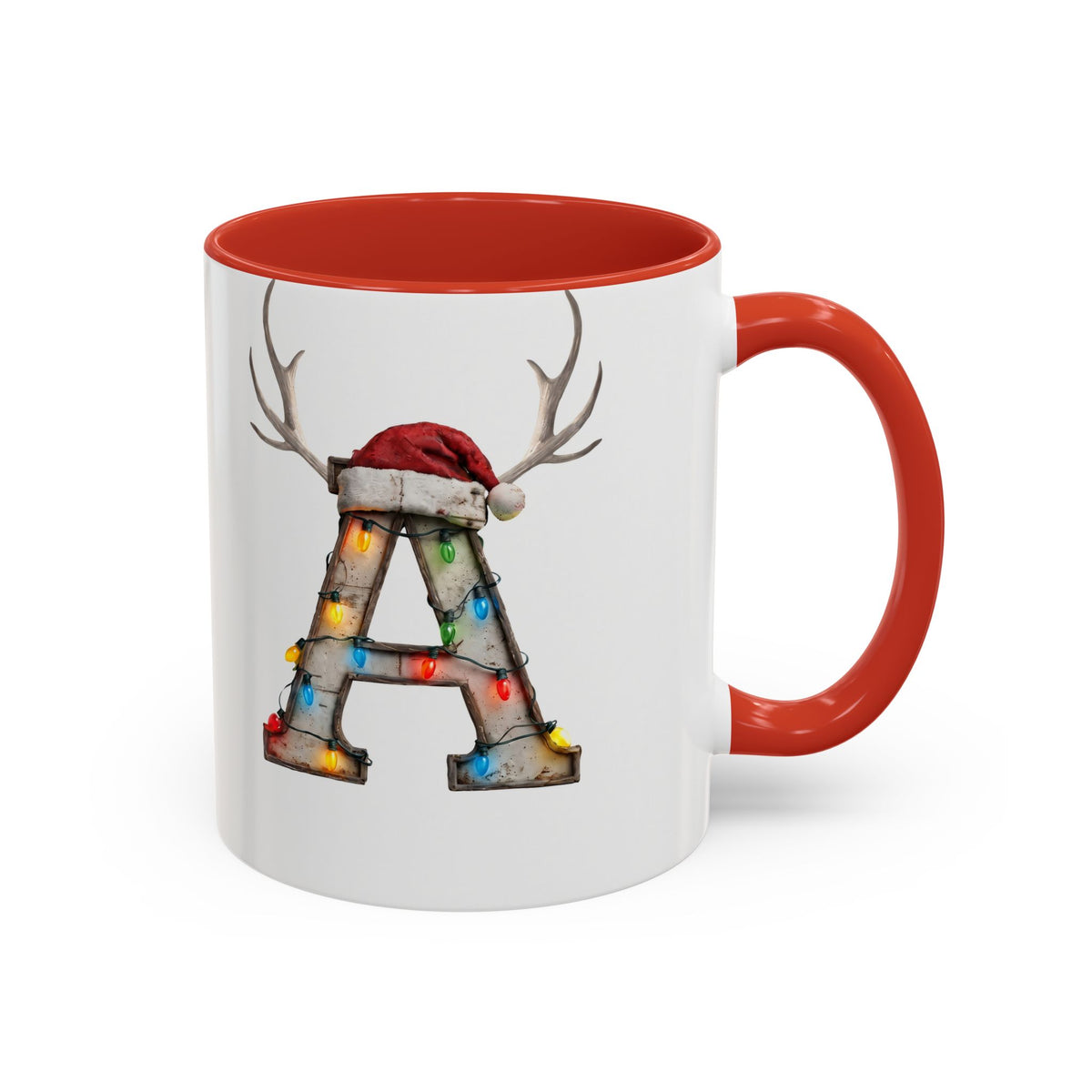 "A" Christmas Reindeer Initial A Coffee Mug