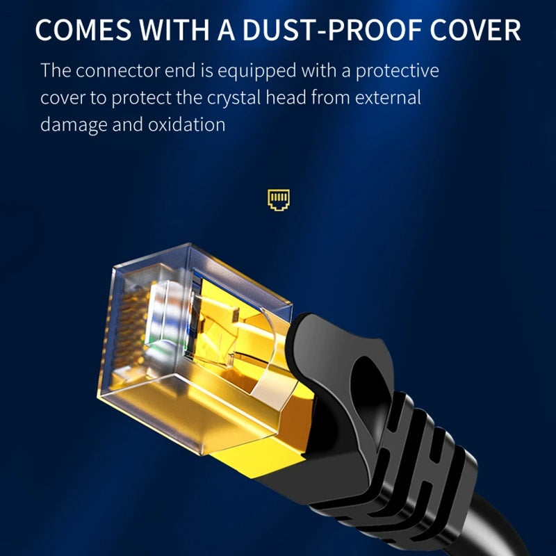 Gold Plated Cat8 Ethernet Cable Super Speed 40Gbps Patch LAN Network