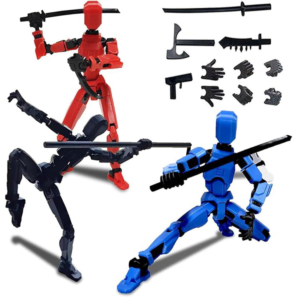 Multi-Jointed Movable Robot Dummy Action Figure Set for Collectors & Desktop Decorations (3pcs)