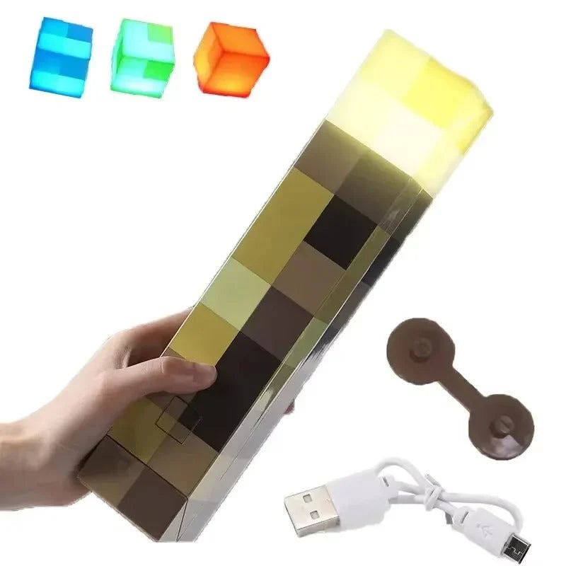 Minecraft Torch | Pixel Lamp | Warm LED