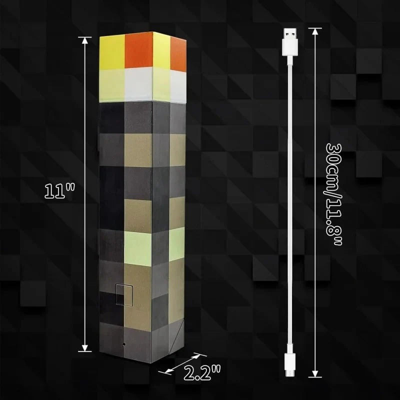 Minecraft Torch | Pixel Lamp | Warm LED