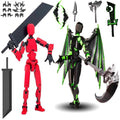 T13 Action Figure 3D Printed Multi-Jointed Movable T13 Lucky 13 Dummy 13 Nova 13 Robot Gift for Collectors Desktop Decorations (2PCSRed+Black)