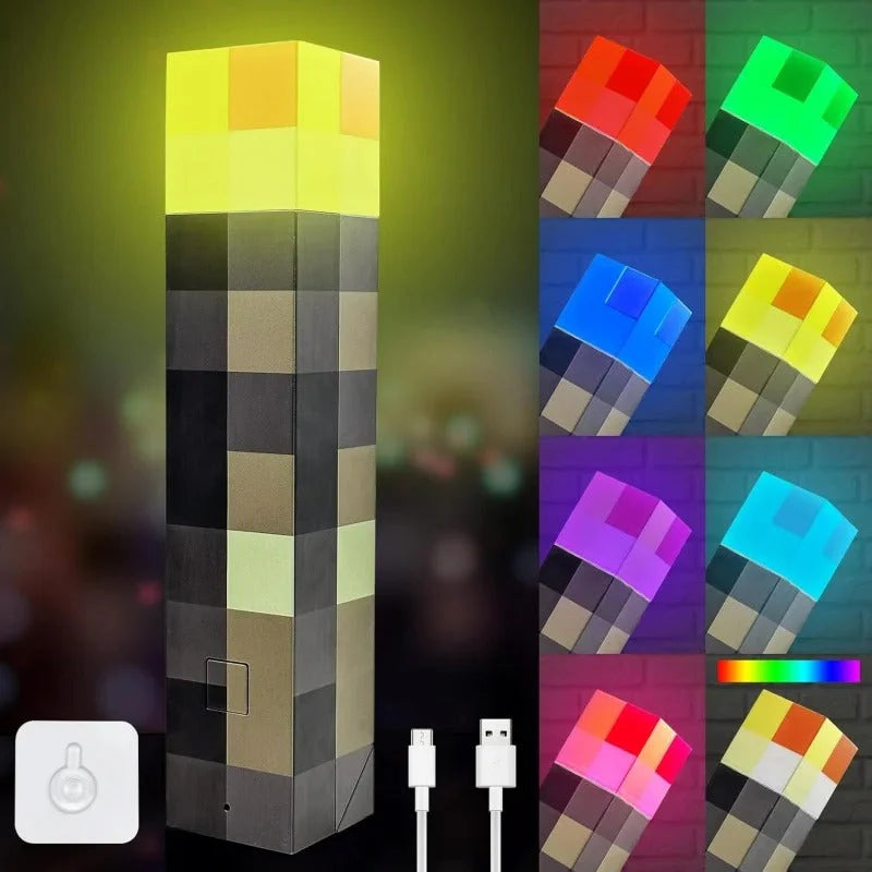 Minecraft Torch | Pixel Lamp | Warm LED