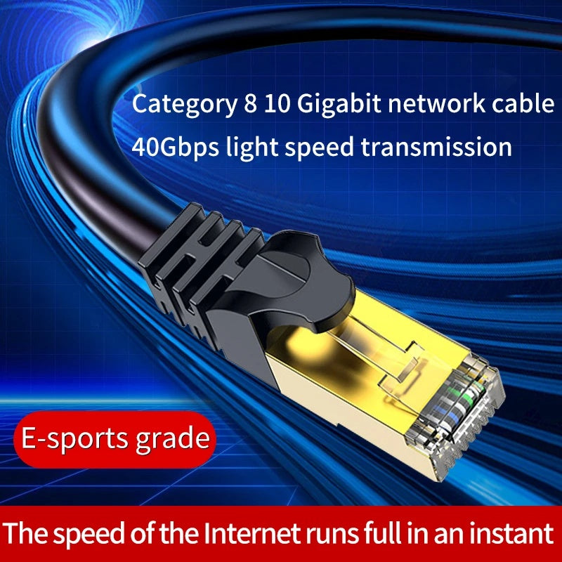 Gold Plated Cat8 Ethernet Cable Super Speed 40Gbps Patch LAN Network